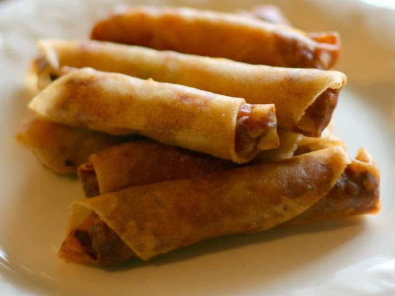 Crispy Lumpia rolls served with sweet and sour dipping sauce, wrapped in traditional Lumpia wrappers.